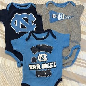 UNC Tar Heel Fan Baby Onesie Set - Blue and Gray